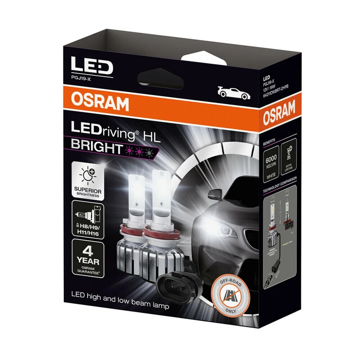 Osram Λάμπες Αυτοκινήτου LEDriving HL Bright H11/H16/H8/H9 6000K Ψυχρό Λευκό 12V 19W 2τμχ