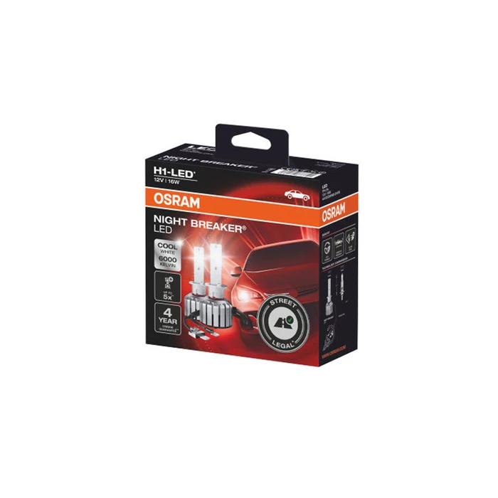 Osram Λάμπες Αυτοκινήτου Night Breaker H1 LED 6000K Ψυχρό Λευκό 12V 16W 2τμχ 64150DWNB-2HFB