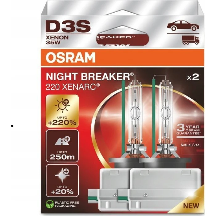 Osram Λάμπες Αυτοκινήτου Xenarc Night Breaker 220 D3S Xenon Λευκό 12-24V 35W 2τμχ 66340XN2-2HB
