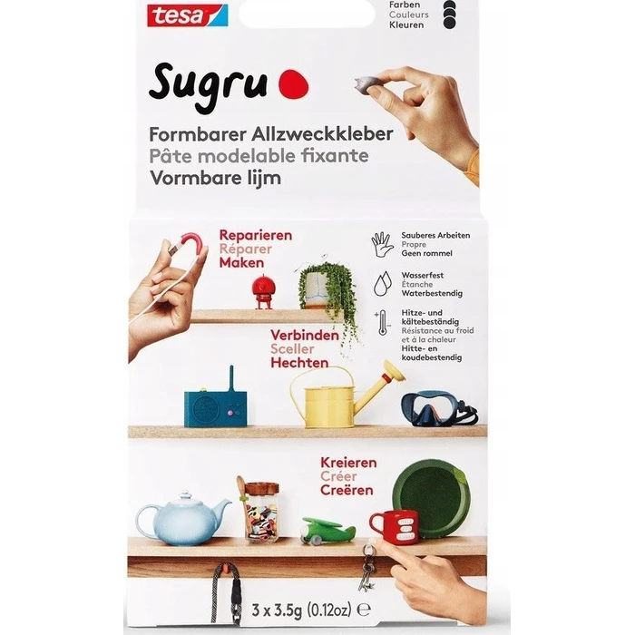 Tesa Sugru μορφοποιήσιμη πολυλειτουργική κόλλα 3 x 3,5 g - Μαύρο