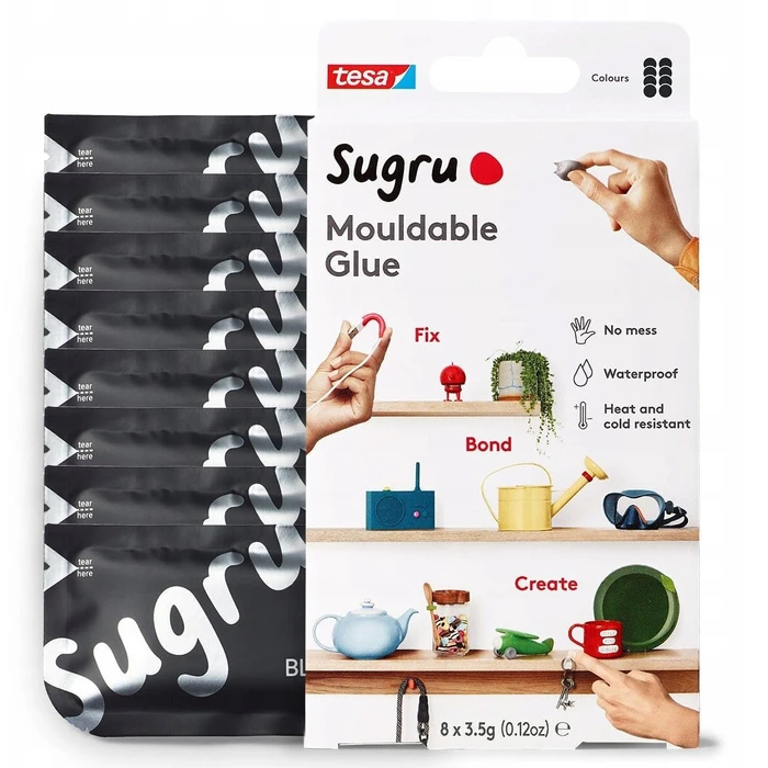 tesa Sugru μορφοποιήσιμη κόλλα πολλαπλών χρήσεων 8τμχ μαύρο