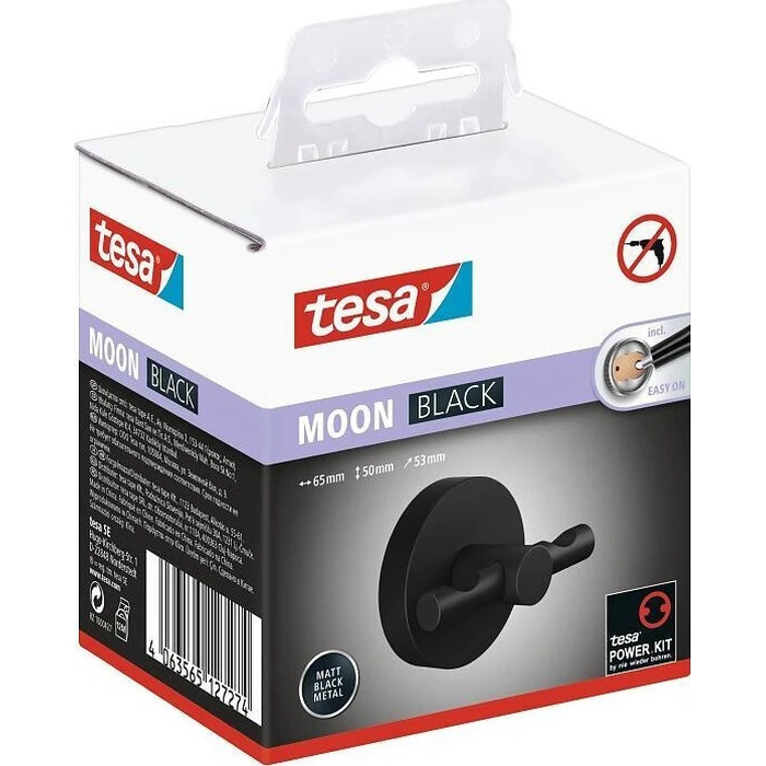 tesa Moon επίτοιχο διπλό άγκιστρο πετσέτας, μαύρο
