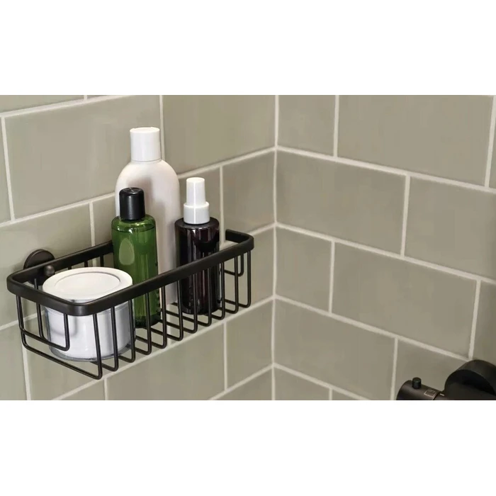 Tesa Moon Shower Basket (wall-mounted, adhesive) - Black