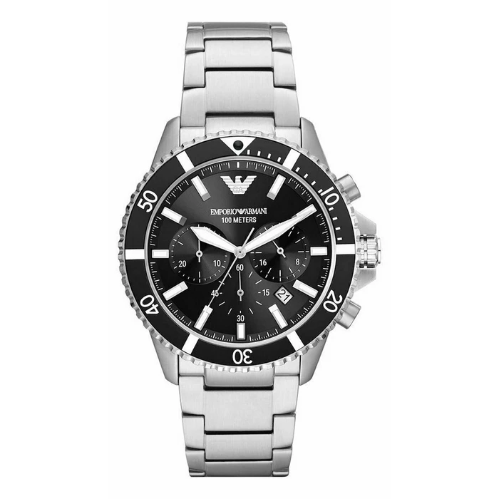 Emporio Armani Ανδρικό Ρολόι Χρονογράφος AR11360 43mm Ασημί με Μπρασελέ