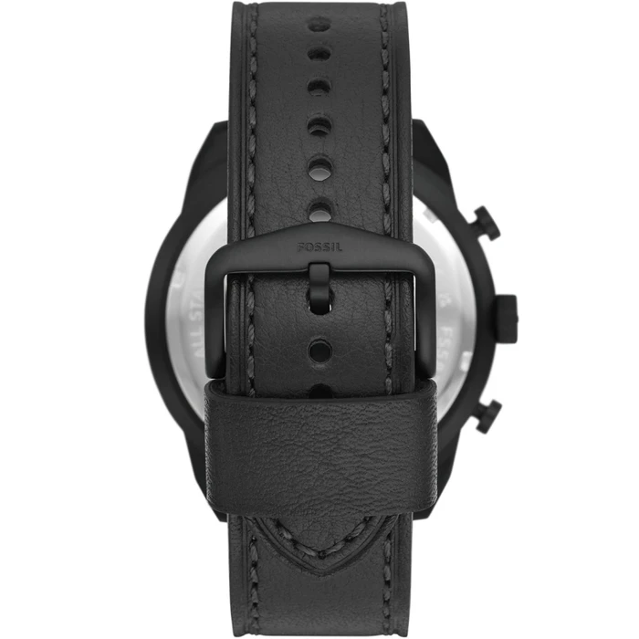 Fossil Ανδρικό Ρολόι Bronson FS5874 50mm Μαύρο Δερμάτινο Λουράκι