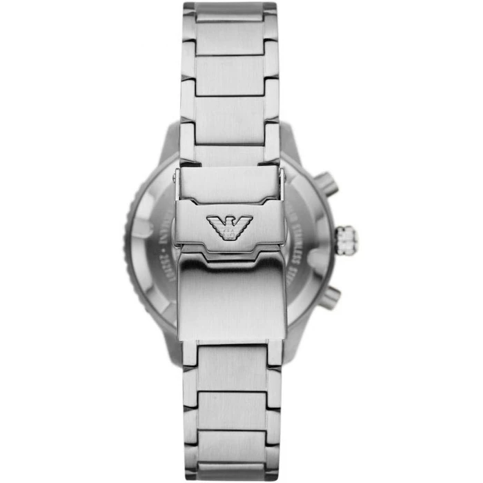 Emporio Armani AR11500 Men's Diver Analog Quartz Watch 44 mm Stainless Steel Silver Bracelet Green Dial