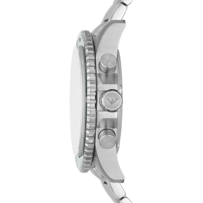 Emporio Armani AR11500 Men's Diver Analog Quartz Watch 44 mm Stainless Steel Silver Bracelet Green Dial