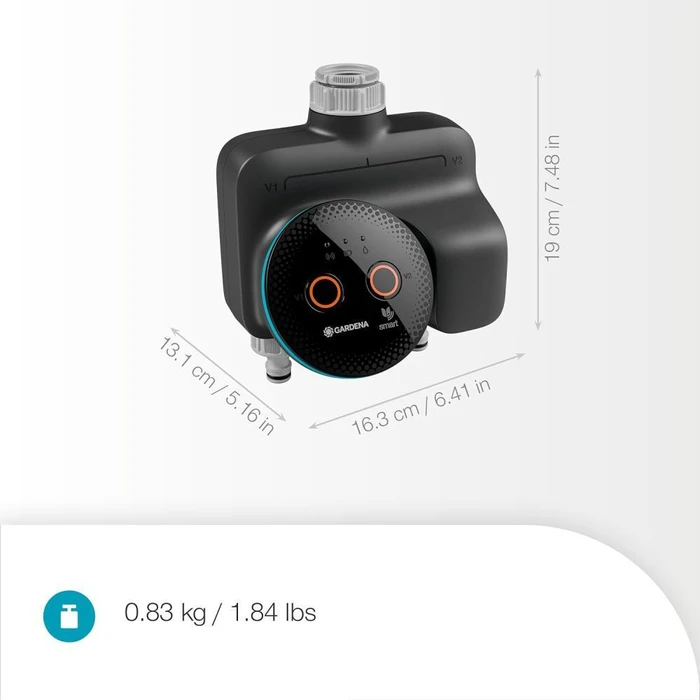 Gardena Smart Dual Water Control 19034-20 – Battery Faucet Irrigation Timer with Bluetooth