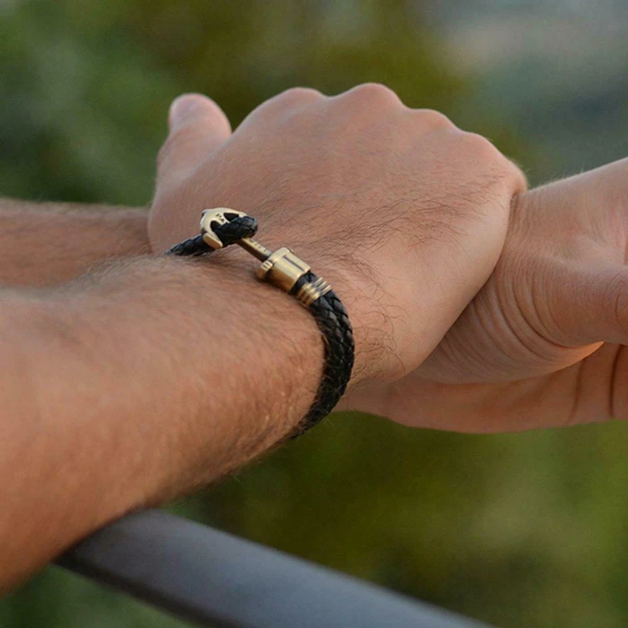 Paul Hewitt Phrep Large Βραχιόλι με σχέδιο ʼγκυρα από Δέρμα PH-PH-L-M-B-L