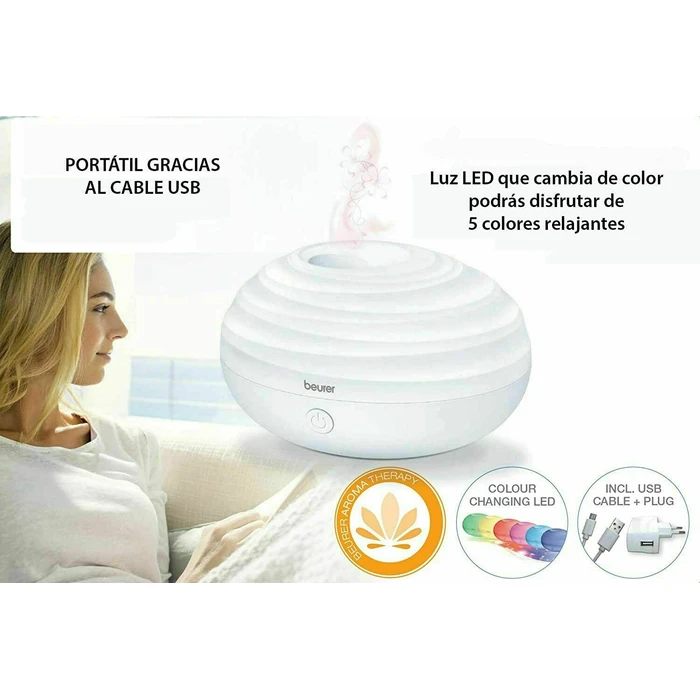 Beurer Led Συσκευή Αρωματοθεραπείας Υπερήχων LA 20 με Χρονοδιακόπτη Λευκή 80ml