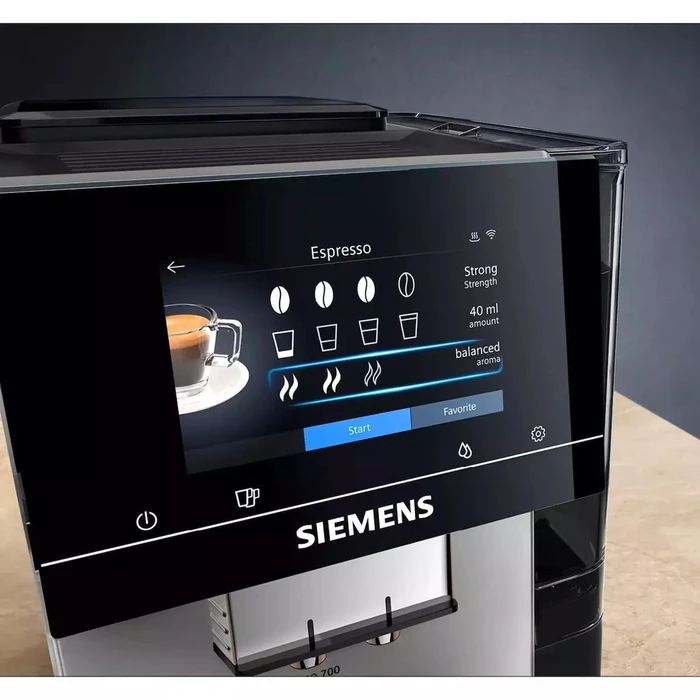 Siemens Αυτόματη Μηχανή Espresso EQ.700 TP715D01 1500W 19bar με Ενσωματωμένο Μύλο και Wi‑Fi, Μαύρη