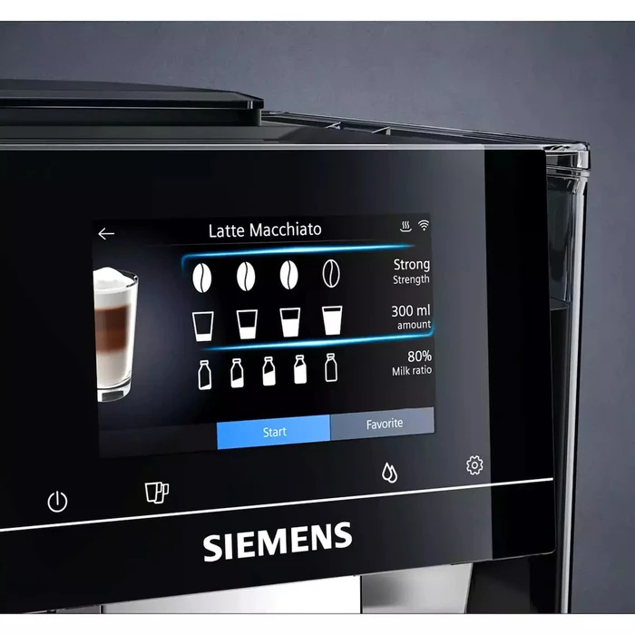 Siemens Αυτόματη Μηχανή Espresso EQ.700 TP715D01 1500W 19bar με Ενσωματωμένο Μύλο και Wi‑Fi, Μαύρη