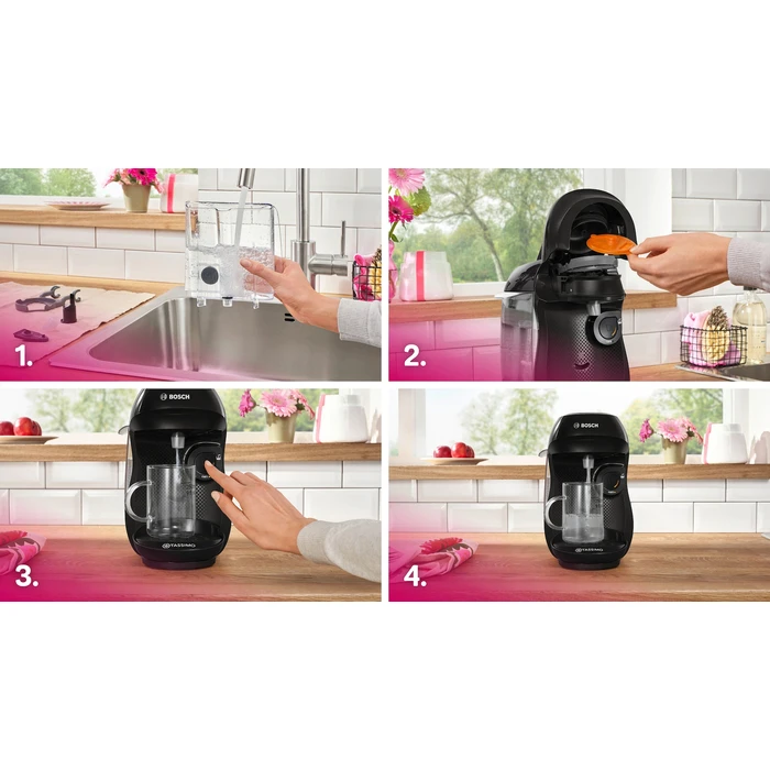 Bosch TASSIMO TAS102E HAPPY - Multi‑Drink TASSIMO Coffee Machine, friendly black