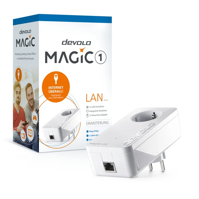 devolo Magic 1 LAN Powerline Adapter - Powerline up to 1,200 Mbit/s, 1x Gigabit LAN