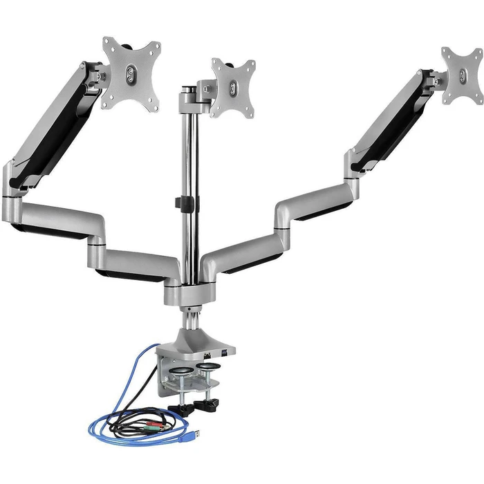 ICY BOX IB-MS505-TI Monitor Stand with Desk Clamp for Three Monitors up to 32"