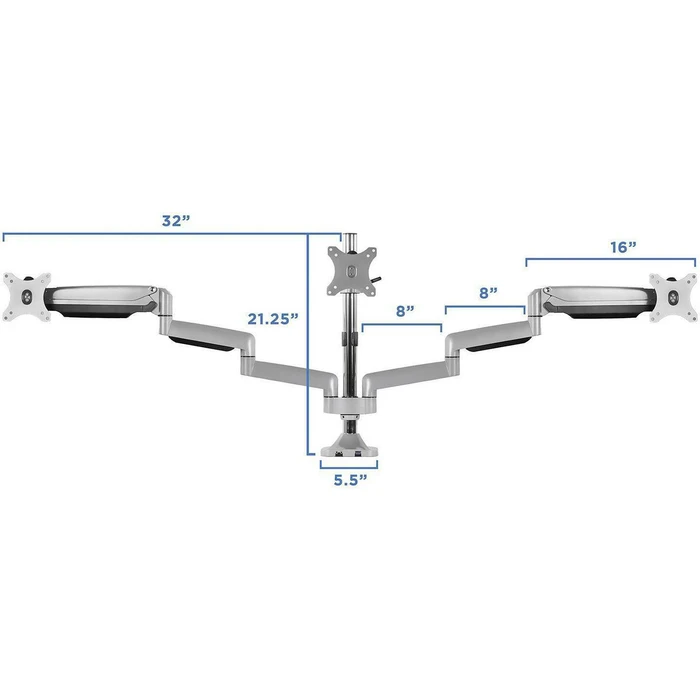 ICY BOX IB-MS505-TI Monitor Stand with Desk Clamp for Three Monitors up to 32"