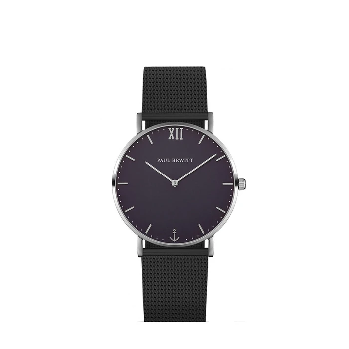 Paul Hewitt Γυναικείο Ρολόι 39 mm Quartz με Μαύρο Καντράν και Μαύρο Δερμάτινο Λουράκι