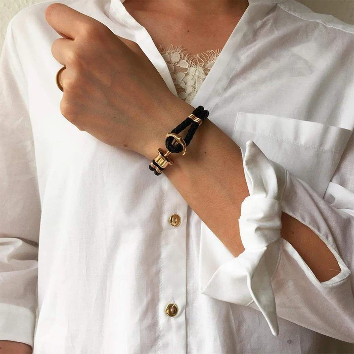 Paul Hewitt Phrep Medium Βραχιόλι με σχέδιο ʼγκυρα από Δέρμα PH-PH-L-G-B-M