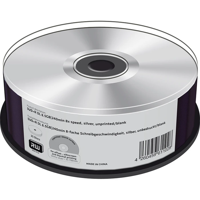 MediaRange DVD+R 8.5GB Dual Layer 8x 25pcs silver unprinted