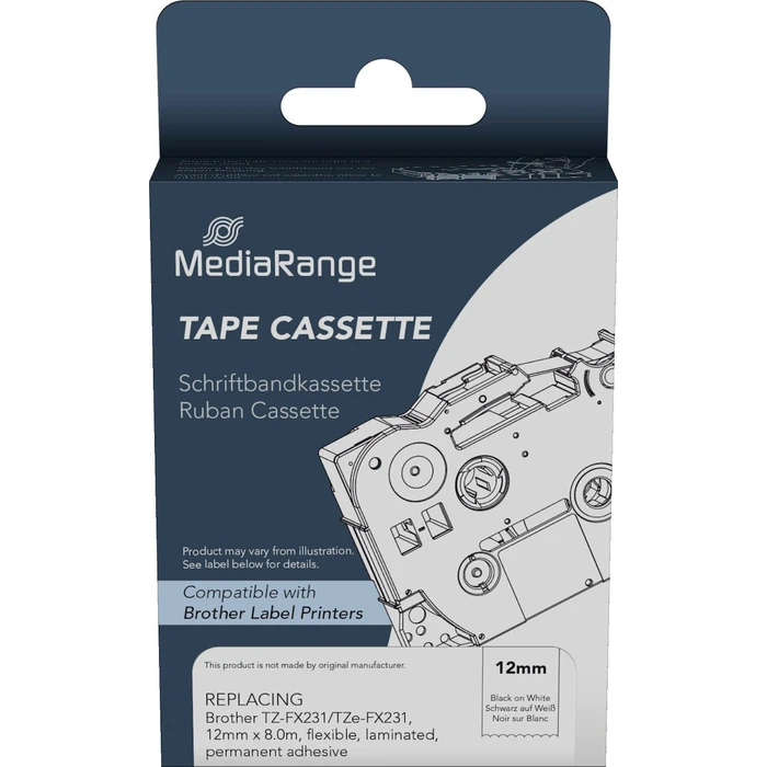 Mediarange Ετικέτες Γενικής Χρήσης Laminated Flexible Black on White 12mm x 8m MRBTZFX231