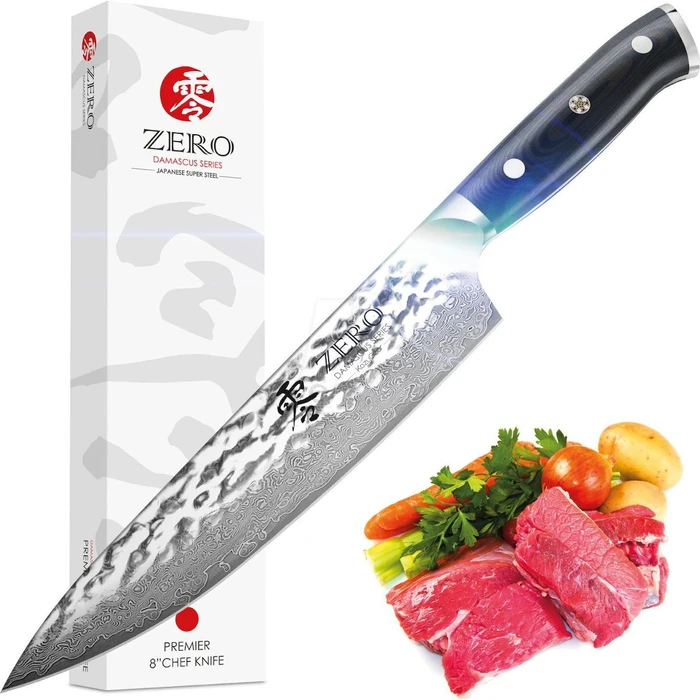 KozyGear Premier 8" (20.32 cm) Chef's Knife - Hammered Japanese Style (MPN 6KGZ-1004)