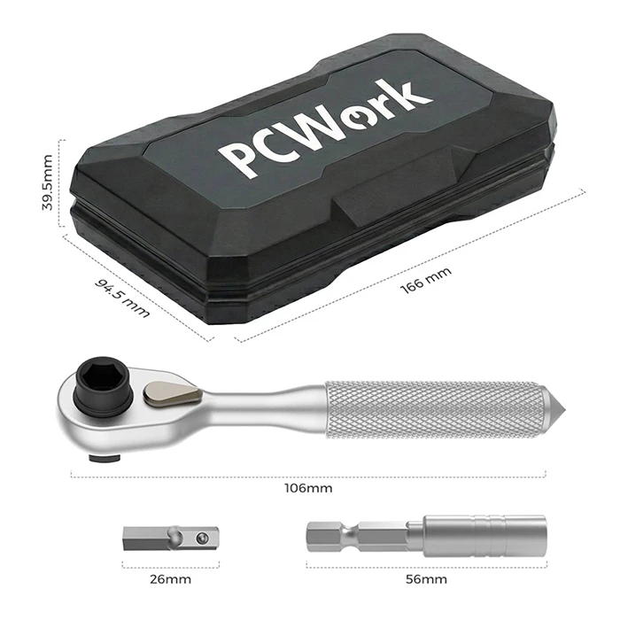 PCWork Precision Ratchet Set with 30 Bits and Magnetic Carry Case