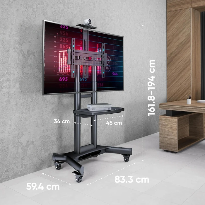 Onkron TS1551-B Κινητή Βάση Τηλεόρασης 40-70'' Μαύρη (με ρόδες)