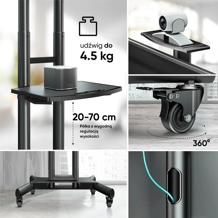 Onkron TS1551-B Κινητή Βάση Τηλεόρασης 40-70'' Μαύρη (με ρόδες)