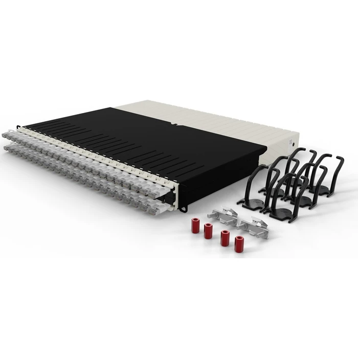 Patchbox patchbox.one Cable Entry System 8RU/STP (0.8 m) with 24 Cassettes, Patch Cables Cat.6a U/FTP, PoE, White