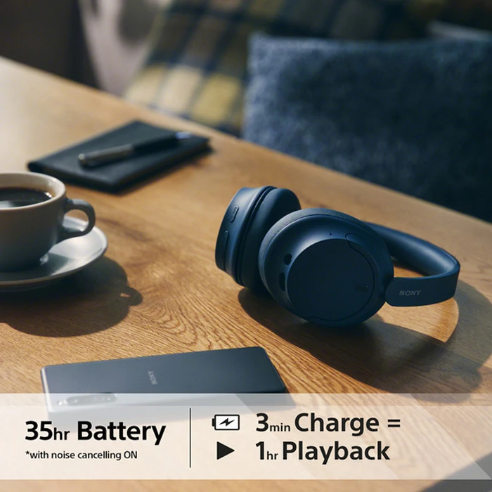 Sony WH-CH720N Ασύρματα / Ενσύρματα Over-Ear Ακουστικά με Active Noise Cancelling, 35 ώρες, Quick Charge (Μπλε)