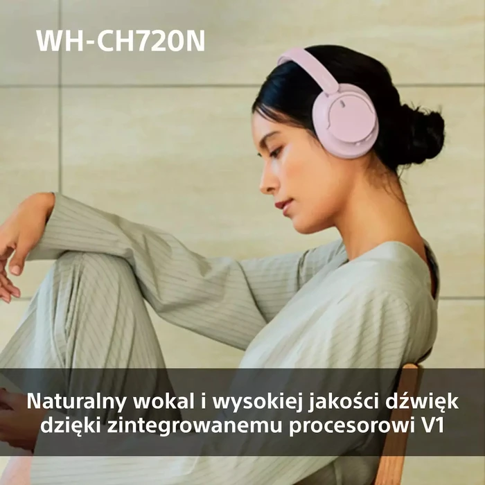 Sony WH-CH720N Wireless / Wired Over-Ear Headphones Pink (ANC, 35h battery, Quick Charge)