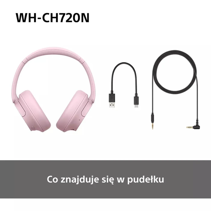 Sony WH-CH720N Wireless / Wired Over-Ear Headphones Pink (ANC, 35h battery, Quick Charge)