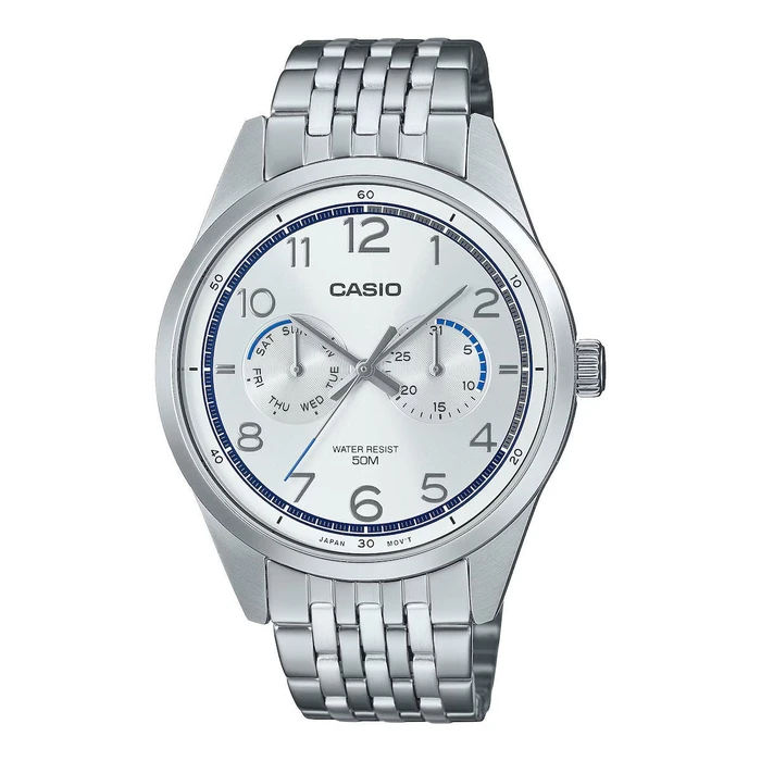 Casio Men's Analog Quartz Watch MTP-E340D-7AVDF 50.5mm Grey Stainless Steel