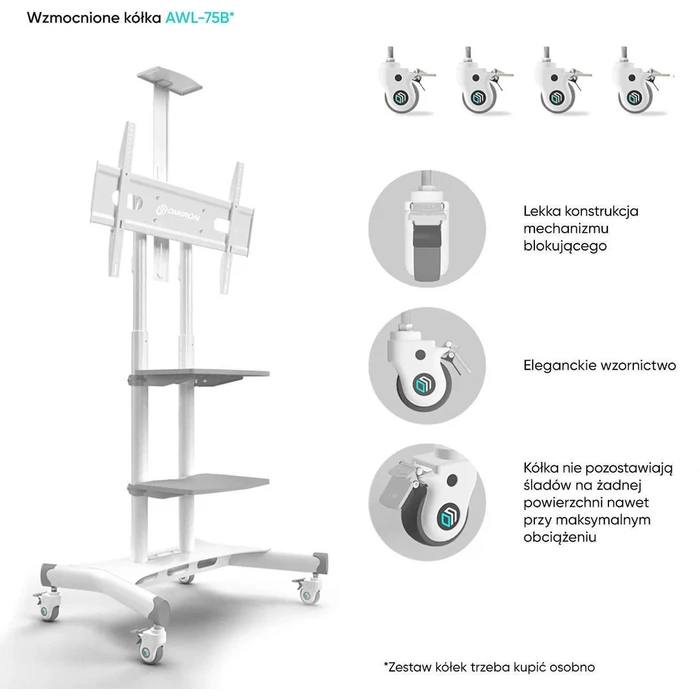 Onkron TS1881-W Mobile TV Stand / Floor Mount for 50-86" TVs - White