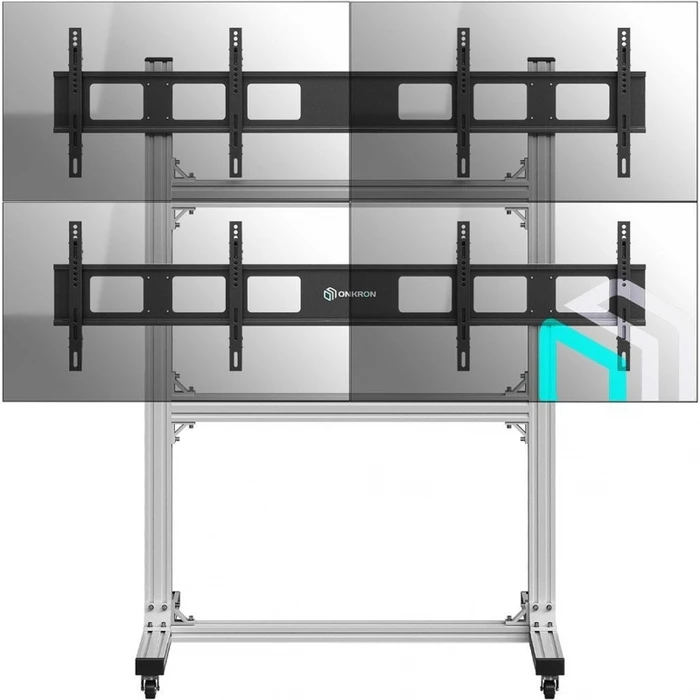 Onkron Floor TV Stand FSPRO2L22-S for 43"–55" TVs up to 50 kg per display (Black/Aluminium)
