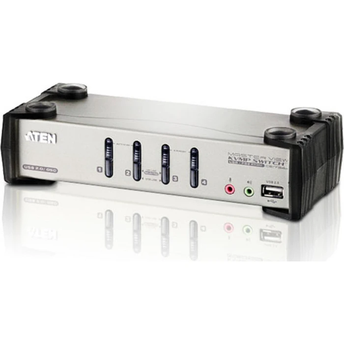 ATEN CS1734B-AT-G Διακόπτης KVM 4 Θυρών USB με Audio και USB 2.0 Hub (με καλώδια KVM)