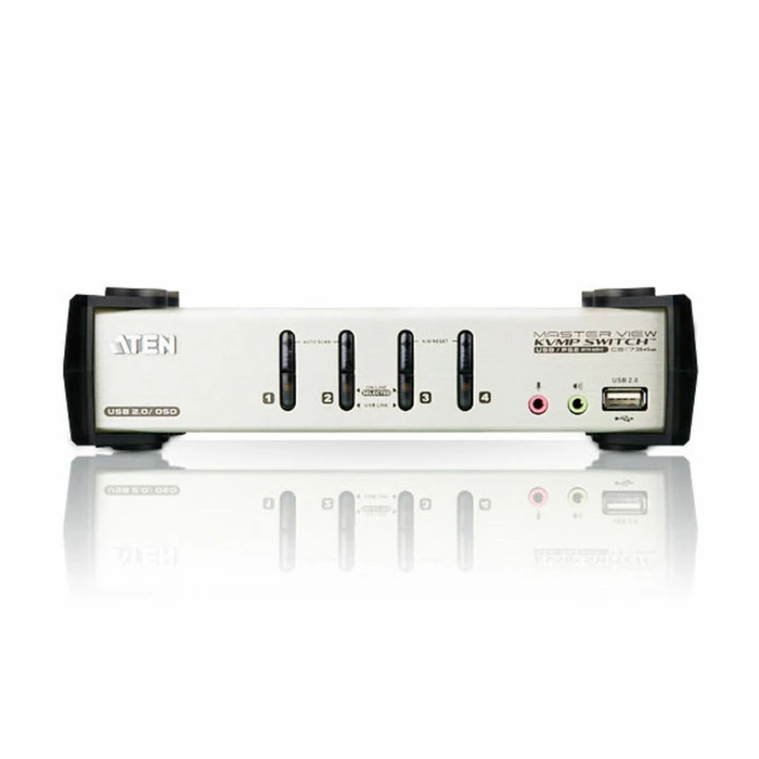 ATEN CS1734B-AT-G Διακόπτης KVM 4 Θυρών USB με Audio και USB 2.0 Hub (με καλώδια KVM)