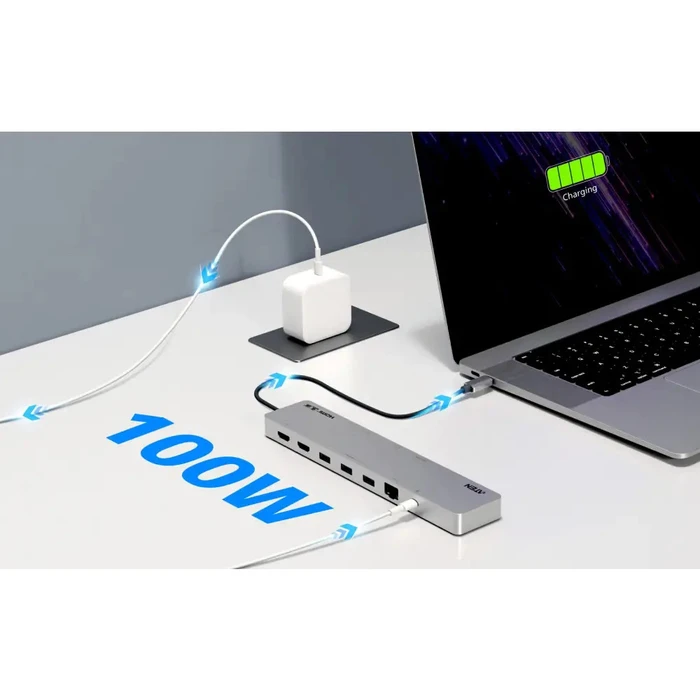 Aten UH3240 USB-C Docking Station με HDMI 4K, Power Delivery, Ethernet και σύνδεση 2 Οθονών - Ασημί