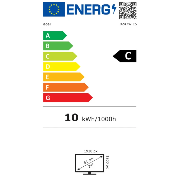 Acer Monitor Vero B247WE5Bmiprzx 24in 61cm 1920x1200 VGA HDMI DP USB Hub BL
