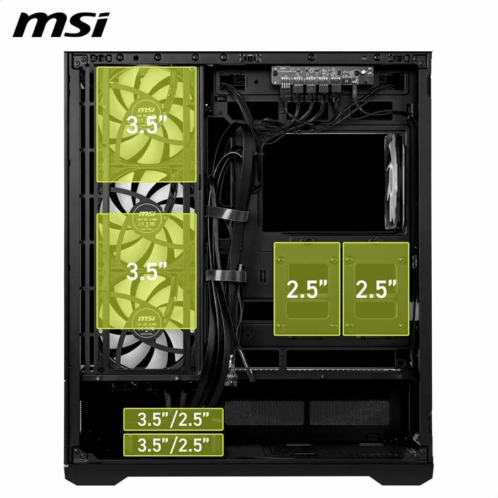 MSI MAG PANO 110R PZ Gaming Midi Tower PC Case with Side Window and ARGB Lighting - Black
