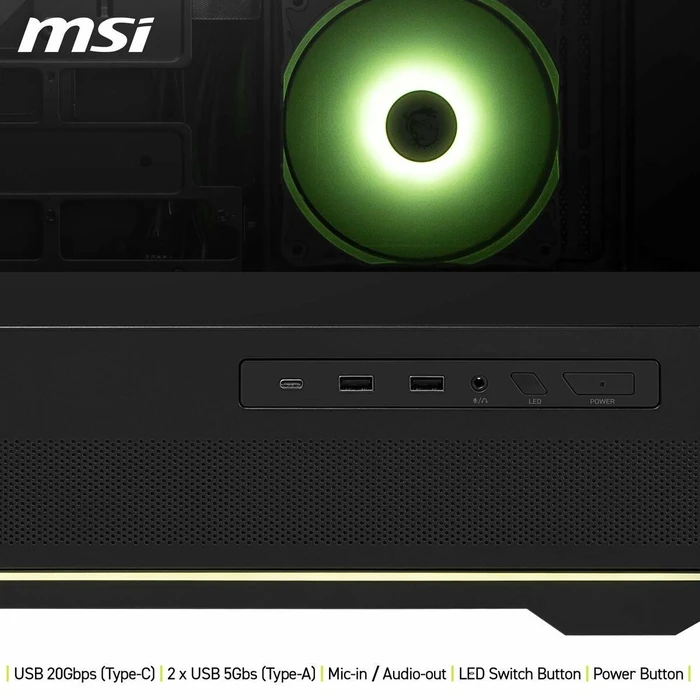 MSI MAG PANO 110R PZ Gaming Midi Tower PC Case with Side Window and ARGB Lighting - Black