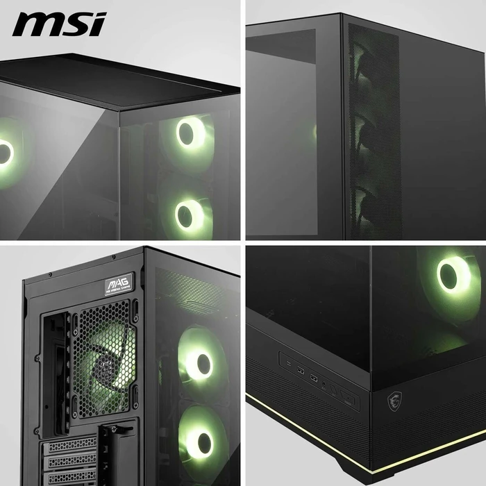MSI MAG PANO 110R PZ Gaming Midi Tower PC Case with Side Window and ARGB Lighting - Black
