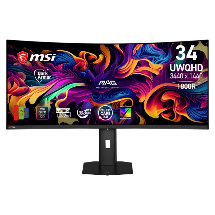 MSI MAG 341CQP X28 34,18" QD‑OLED Ultrawide Καμπύλη Gaming Οθόνη 3440x1440 280Hz 0.03ms GTG HDR