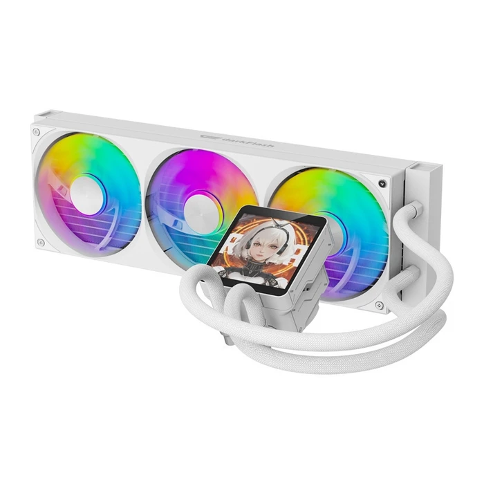 DarkFlash DV360S MAX Υδρόψυξη AIO CPU 360mm Λευκή με 3x120mm ARGB Ανεμιστήρες και IPS Οθόνη στην Αντλία