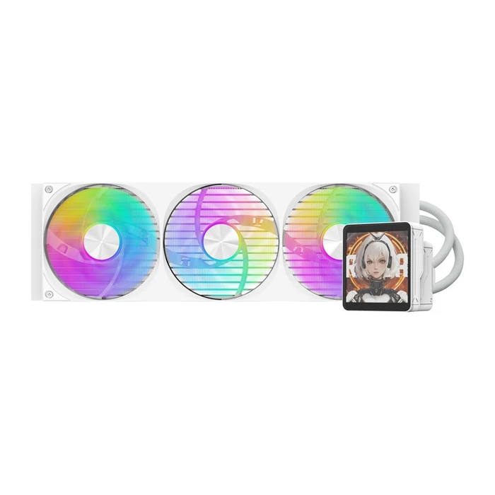 DarkFlash DV360S MAX Υδρόψυξη AIO CPU 360mm Λευκή με 3x120mm ARGB Ανεμιστήρες και IPS Οθόνη στην Αντλία