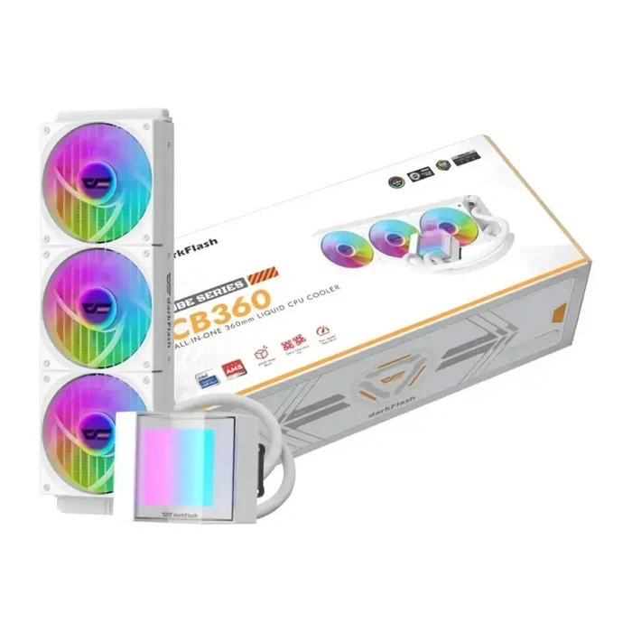 DarkFlash Υδρόψυξη AIO CPU CB360 με 3 Ανεμιστήρες 120mm ARGB - Λευκή