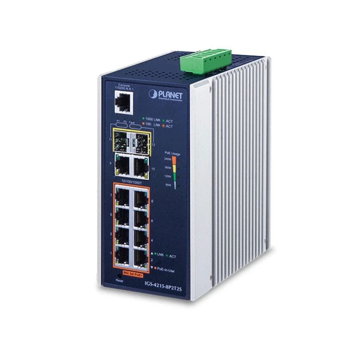 Planet Managed L2 PoE Plus Switch with 8 Gigabit Ethernet Ports and 2 SFP Ports