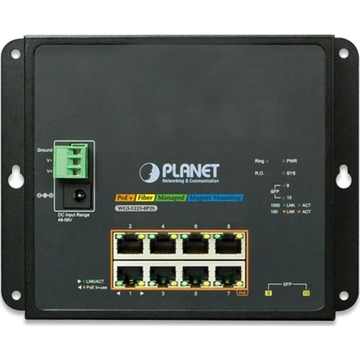 Planet WGS-5225-8P2S Διαχειριζόμενο L2 PoE+ Switch — 8 x Gigabit Ethernet θύρες & 2 x SFP