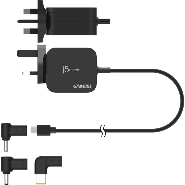 J5create USB-C Φορτιστής Laptop 67W για Apple / HP με Αποσπώμενο Καλώδιο Τροφοδοσίας (JUP1565DCF3A-FN)