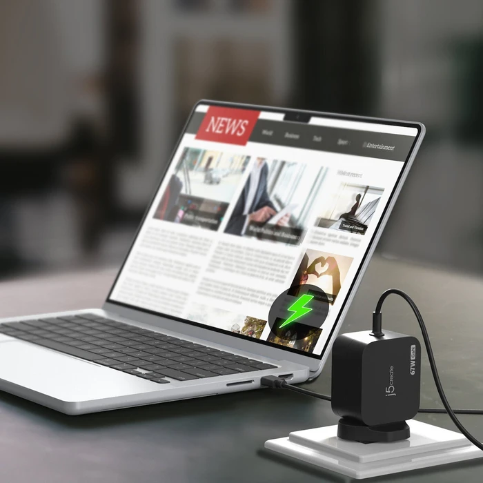 J5create USB-C Φορτιστής Laptop 67W για Apple / HP με Αποσπώμενο Καλώδιο Τροφοδοσίας (JUP1565DCF3A-FN)